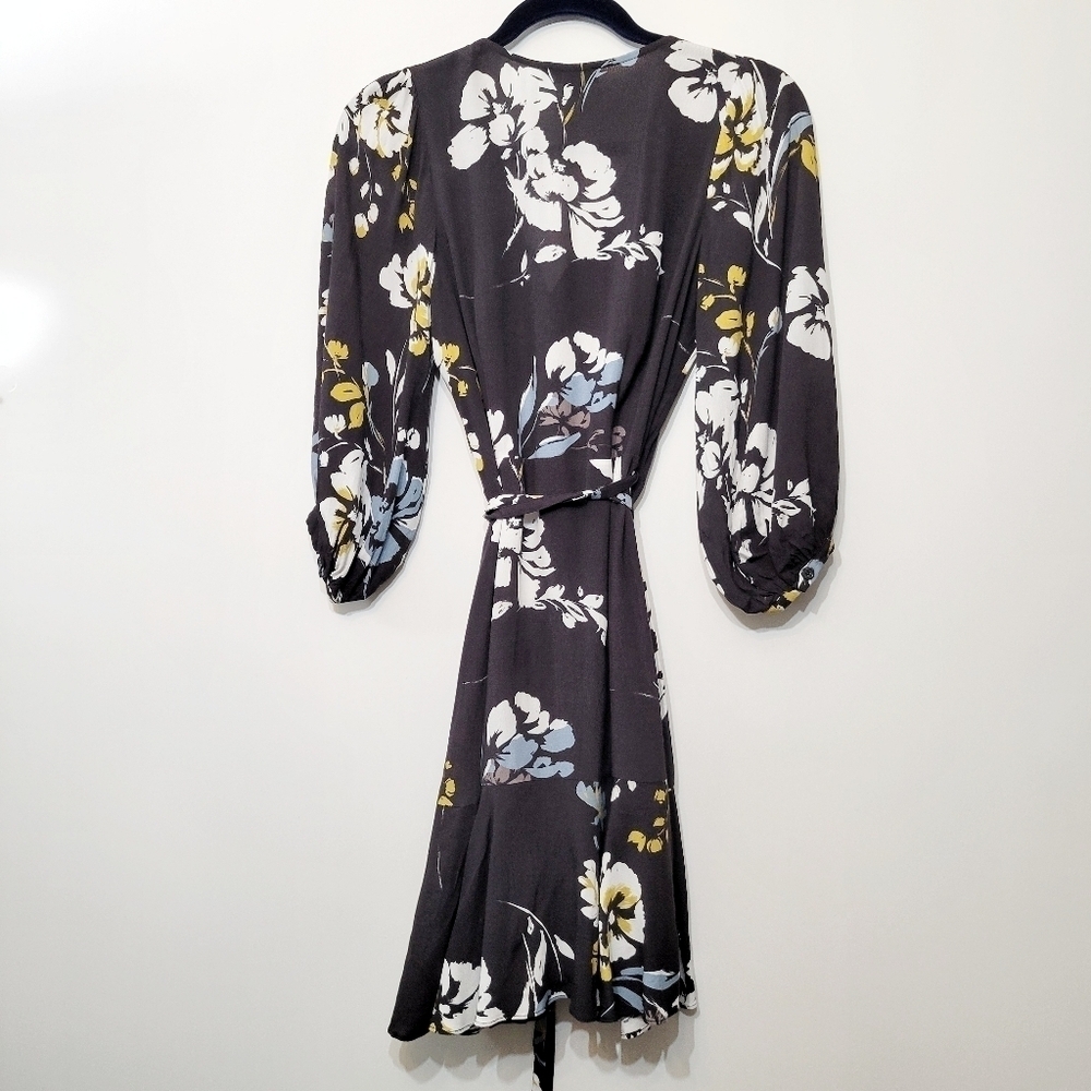 Yumi Kim Love Wins Black Floral Ruffled Wrap Dress Size Small - Picture 5 of 12